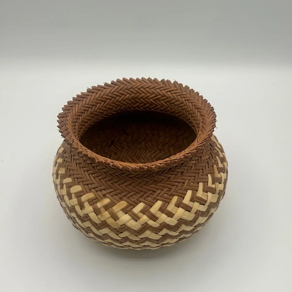 Vintage Tarahumara Raramuri Double Weave Basket Mexico Olla Southwestern
